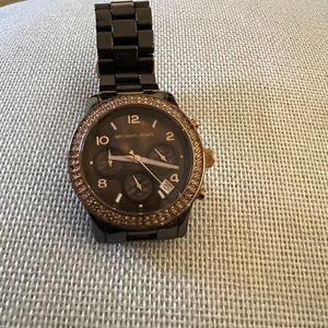 Brown Michael Kors watch with Rose Gold bling trim